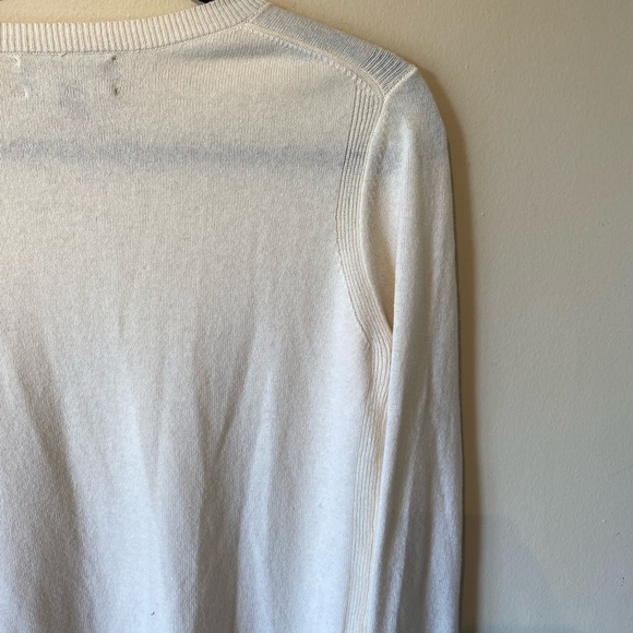 Banana Republic Fillipuci Italian Yarn Crewneck Cream Sweater Medium - Picture 7 of 8